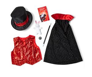 Melissa & Doug Magician Role Play Costume Set - Includes Hat, Cape, Wand, Magic Tricks