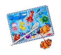 Melissa & Doug Magnetic Wooden Fishing Game & Puzzle With Wooden Animal Magnets