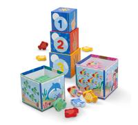Melissa & Doug Ms. Rachel Sort and Count Nesting and Stacking Blocks with Wooden Fish Preschool Learning Toy for Boys Girls - FSC Certified