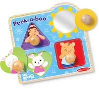 Melissa & Doug Ms Rachel Wooden P Boo Jumbo Peg Puzzle, 4-Piece with Mirror