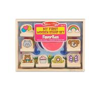Melissa & Doug My First Wooden Stamp Set - Favorites (8 Stamps with Handles, 2 Washable Ink Pads)