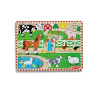Melissa & Doug Old MacDonald's Farm Song Puzzle - 8-Piece Wooden Peg Puzzle with Light-Activated Sounds, Music Learning Toy for Toddlers and Preschoolers Ages 2+