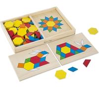 Melissa & Doug Pattern Block & Double-Sided Boards Wooden Shape Classic Toy