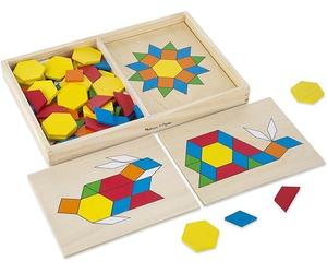 Melissa & Doug Pattern Block Double-Sided Boards Wooden Shape Game Classic Toy