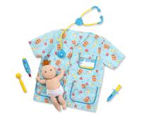 Melissa & Doug Pediatric Nurse Costume Role Play Set (8 pcs) - Includes Baby Doll Stethoscope