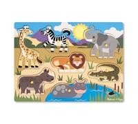 Melissa & Doug Safari Peg Puzzle | Educational Toy for Kids, Wooden Animal Jigsaw | Age 2-4