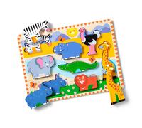 Melissa & Doug Safari Wooden Chunky Puzzle With Wild Animal Theme (8 Pcs) Wooden Puzzles For Toddlers Ages 3+ - FSC Certified
