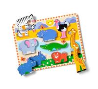 Melissa & Doug Safari Wooden Chunky Puzzle With Wild Animal Theme (8 Pcs)