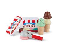 Melissa & Doug Scoop & Stack Ice Cream Cone, Ice cream toy for girls and boys, Pretend play food montessori toy 3 year old, Wooden food for role play kids toy food, Gift for 3 year old boy or girl