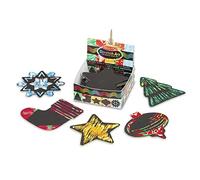 Melissa & Doug Scratch Art Holiday-Themed Shaped Mini Notes (125) With Wooden Stylus - Hangable Ornaments - Color Scratch Art Mini Notes, Party Favors, Stocking Stuffers, Arts And Crafts For Kids
