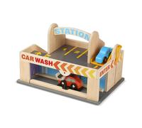 Melissa & Doug Service Station Parking Garage | Wooden Vehicle | Pretend Play | 3+ | Gift for Boy or Girl , 21.59 x 21.59 x 30.48 centimeters