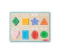 Melissa & Doug Shapes Wooden Chunky Puzzle - 8-Piece Extra-Thick Wooden Puzzle with Full-Color Matching Pictures - Interactive Learning Toy for Kids Age 2 Plus