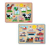 Melissa & Doug Sound Puzzle Bundle - Farm Animals and Vehicles