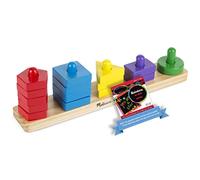 Melissa & Doug Stack and Sort Board: 15-Piece Wooden Educational Toy Set Bundle with 1 Theme Compatible M&D Scratch Fun Mini-Pad (00379)