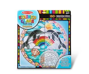 Melissa & Doug Stained Glass Made Easy Activity Kit, Arts and Crafts, Develops Problem Solving Skills, Dolphins, 180+ Stickers