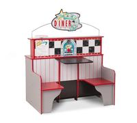 Melissa & Doug Star Diner Restaurant Playset | Pretend Play Café and Kitchen | Wooden Toy Shop| Double sided Kitchen and Restaurant | Role Play Toy| 3+ | Gift for Boy or Girl