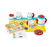 Melissa & Doug Steep & Serve Wooden Toy Tea Set for Pretend Play, Ages 3+, Gift for Boy or Girl, Blue/White