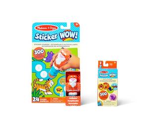 Melissa & Doug Sticker WOW Tiger Bundle: Sticker Stamper, 24-Page Activity Pad, 600 Total Stickers, Arts and Crafts Fidget Toy Collectible Character
