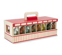 Melissa & Doug Take-Along Show-Horse Stable Play Set With Wooden Stable Box and 8 Toy Horses