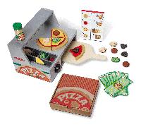 Melissa & Doug Top & Bake Pizza Counter Wooden Pretend Play Food Set 3+