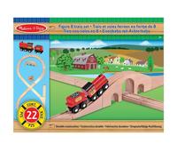 Melissa & Doug Train Set Wooden Figure 8 Track Bridge 22 Pieces