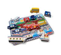 Melissa & Doug Vehicles Chunky Puzzle - Wooden Toy, 2+, Gift for Boy or Girl - FSC Certified