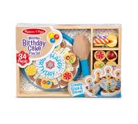 Melissa & Doug Wooden Birthday Cake Play set 34 Piece Gift Kids Fun 10511