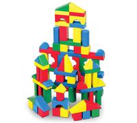 Melissa & Doug Wooden Building Blocks Set - 100 Blocks in 4 Colors and 9 Shapes Classic Kids Toys Colored Wood For Toddlers Ages 2+ - FSC-Certified