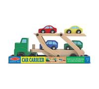 Melissa & Doug Wooden Car Transporter Truck Toy Set 4 Cars