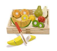 Melissa & Doug Wooden Fruit Toy Cutting Set | Kids Play Food | Kids Role Play Toys |Kids Kitchen Accessories | 3+ | Gift for Boy or Girl, Black, Cutting fruit