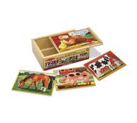 Melissa & Doug Wooden Jigsaw Puzzles In A Box 12pcs 4/pkg-Farm Animals MD3793