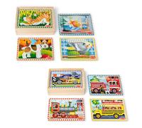 Melissa & Doug Wooden Jigsaw Puzzle Set 2-Pack in Box for Preschool Boys and Girls - Pets, Vehicles