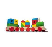 Melissa & Doug Wooden Jumbo Stacking Train - 4-Color Classic Wooden Toddler Toy (17Piece)