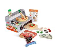 Melissa & Doug Wooden Pizza Set: 34-Piece Play Food Making Set with Counter, Paddle, Rolling Cutter, Delivery Box, Prep Instructions, Reusable Menu, Play Money & Scratch Fun Mini-Pad (Ages 3+)