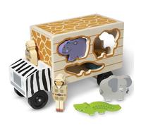 Melissa & Doug Animal Rescue Shape-Sorting Truck - Wooden Toy With 7 Animals and 2 Play Figures