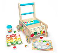Melissa & Doug Wooden Shape Sorting Grocery Cart Push Toy and Puzzles | Shape Sorter | Wooden toy | Developmental Toy for Toddlers | 0+ | Gift for Baby Boys or Baby Girls | FSC-Certified Materials