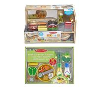 Melissa & Doug Wooden Slice & Stack Sandwich Counter with Slice & Toss Salad Set Bundle | Pretend Play | Play Food | 3+ | Gift for Boy or Girl