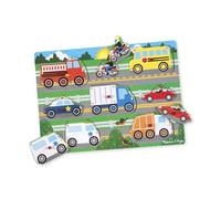 Melissa & Doug Wooden Vehicle Peg Puzzle - Interactive Learning Toy for Toddlers, Educational Gift for Kids Age 2 Plus