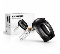 Melissa Hand Mixer 300W, 5 Speeds + Turbo, Chrome Whisks & Dough Hooks, Comfortable Ergonomic Design - Black