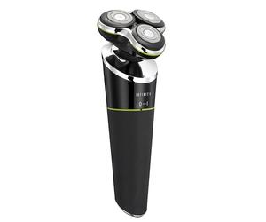 Melissa Infinity16680051 Razor for Men - Electric Shaver - Beard Trimmer - Three Rotating Heads - Integrated Battery - Charging Indicator - Charging Holder - Black