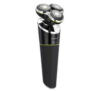 Melissa Men’s Rotary Shaver, Rechargeable Electric Razor for Wet and Dry Shave, Triple Floating Double-Ring Blades, 60 Min Runtime with Charging Stand - Black