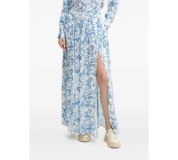 Melissa Odabash leaf-print side-split midi A-line skirt - Blue XS-S