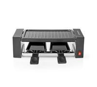 Melissa Raclette Gourmet Set for 2 People, 400 W Table Grill with Non-Stick Coating, 23 x 10 cm Grill Plate, 2 Pans and Wooden Spatulas