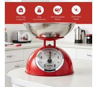 Melissa Retro Mechanical Kitchen Scales Large Dial Stainless Steel Bowl 5kg Red