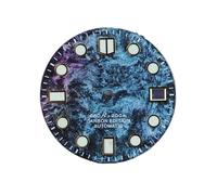 Melitare 1pc SEAGIS 28.5mm Starry Sky Carbon Fiber Dial Fit NH35 Movement Blue Lume No Logo Seven Colorful Watch Face(Rose Gold Index,Green lume)
