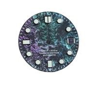 Melitare 1pc SEAGIS 28.5mm Starry Sky Carbon Fiber Dial Fit NH35 Movement Blue Lume No Logo Seven Colorful Watch Face(Silver Index 1,Blue lume)