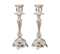 Melitt 2Pcs Retro Metal Candle Holders Wedding Vintage Metal Candlestick Home Decor Christmas Candle Holders Silver L