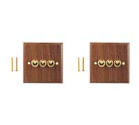 Melitt 2X Retro American Industrial Style Light Switch Socket,Solid Wood Brass Toggle Switch Plate,Antique Home Stay Switch(3)