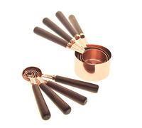 Melitt Measuring Cups Spoons Set Wood Handle Stainless Steel Plated Copper Metal Measuring Scoop Baking Kit Kitchen Accessories