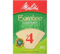 Melitta 4 Cone Coffee Filters Bamboo 80 Count (Pack of 6) 480 Total Filters Count - Packaging May Vary